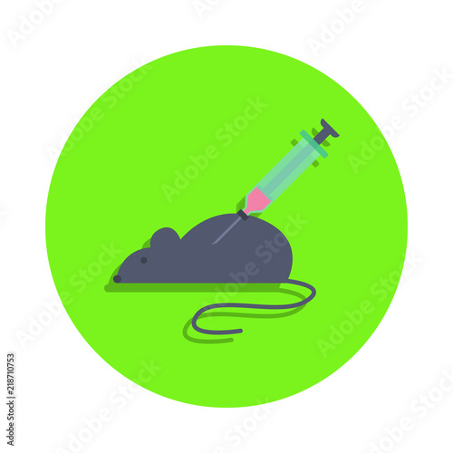 colored experience on a laboratory mouse in green badge icon. Element of science and laboratory for mobile concept and web apps. Detailed experience on a laboratory mouse icon