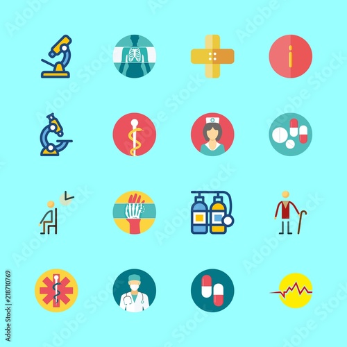 hospital vector icons set. x ray, nurse, oxygen tank and pharmacy in this set