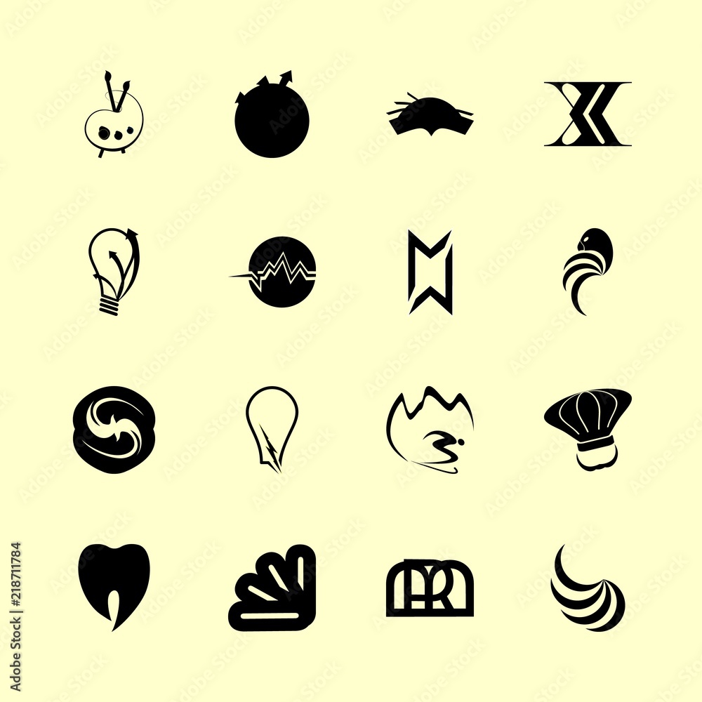 logo vector icons set. menwear brand logo, restaurant logo, bird farm logo and safety company logo in this set