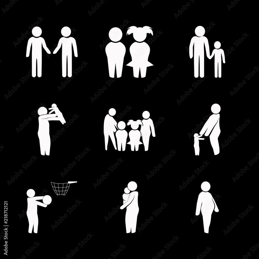 child vector icons set. pregnant, father and son, mother and baby and child playing basketball in this set child vector icons set. pregnant, father and son, mother and baby and child playing basketball in this set