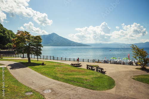 Lake Shikotsu in Hokkaido at Japan. photo