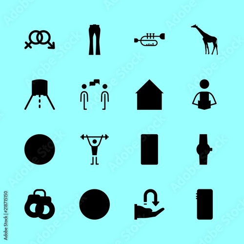 man vector icons set. trousers, real estate, stick man and handcuffs in this set
