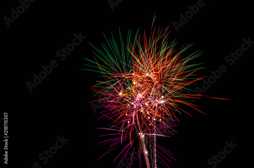 Colorful fireworks at night