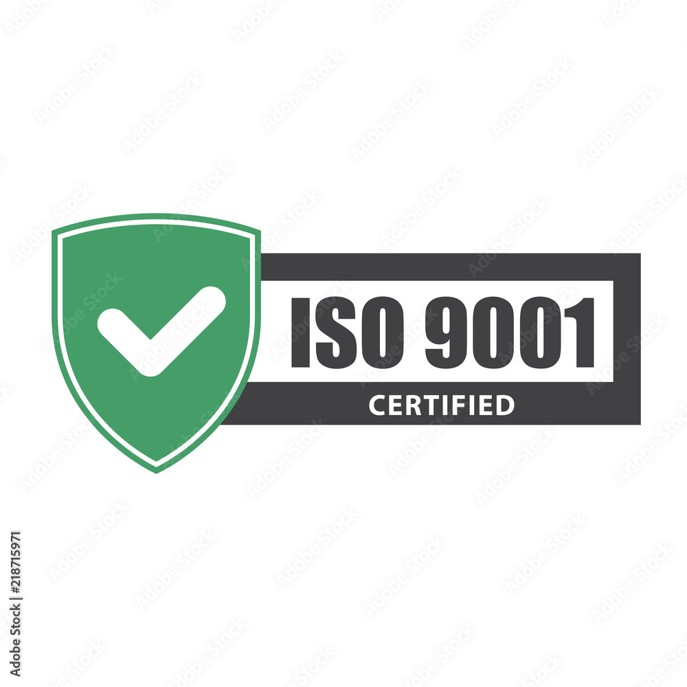 ISO 9001 certificate plate - website emblem of ISO standard ISO 9001 certificate plate - website emblem of ISO standard