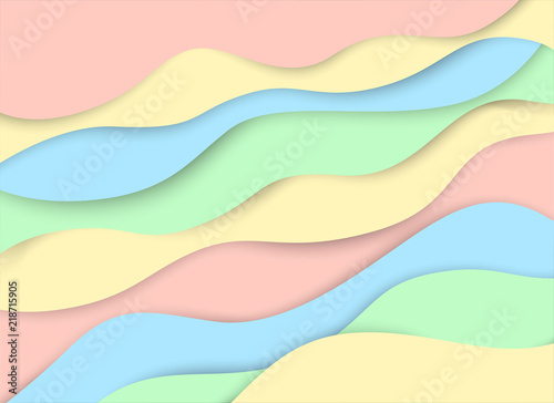 abstract curve pastel tone vector background, wave overlapping with shadow modern concept, space for text or message, paper art design © amperespy