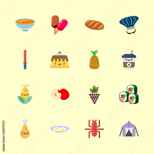 food icons set. cone, worker, sales and espresso graphic works