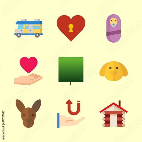 family icons set. campervan, present, global and sustainable graphic works
