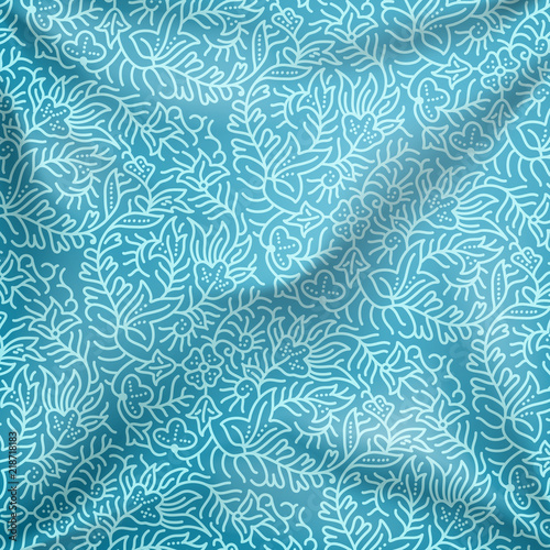 Floral ornament pattern design on fabric with folds texture