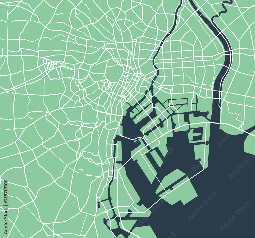 Fototapeta premium Mapa drogowa Zatoki Tokio