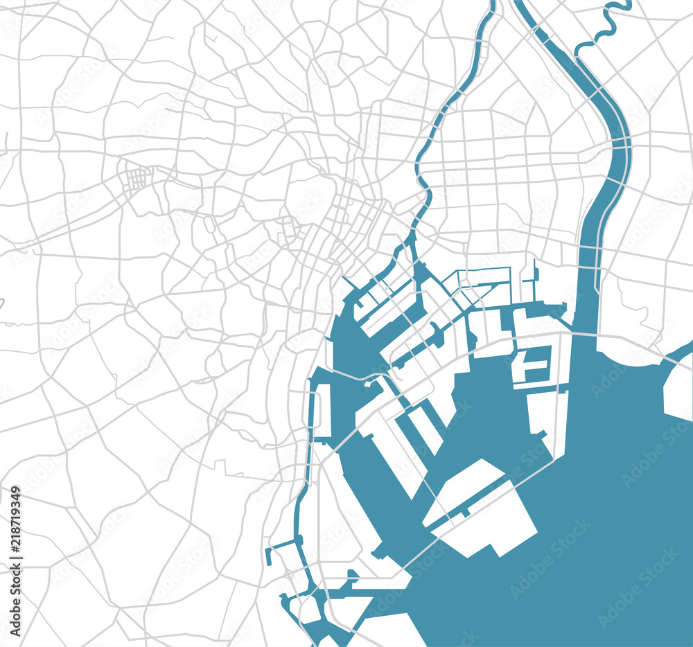 Obraz premium Mapa drogowa obszaru zatoki Tokio