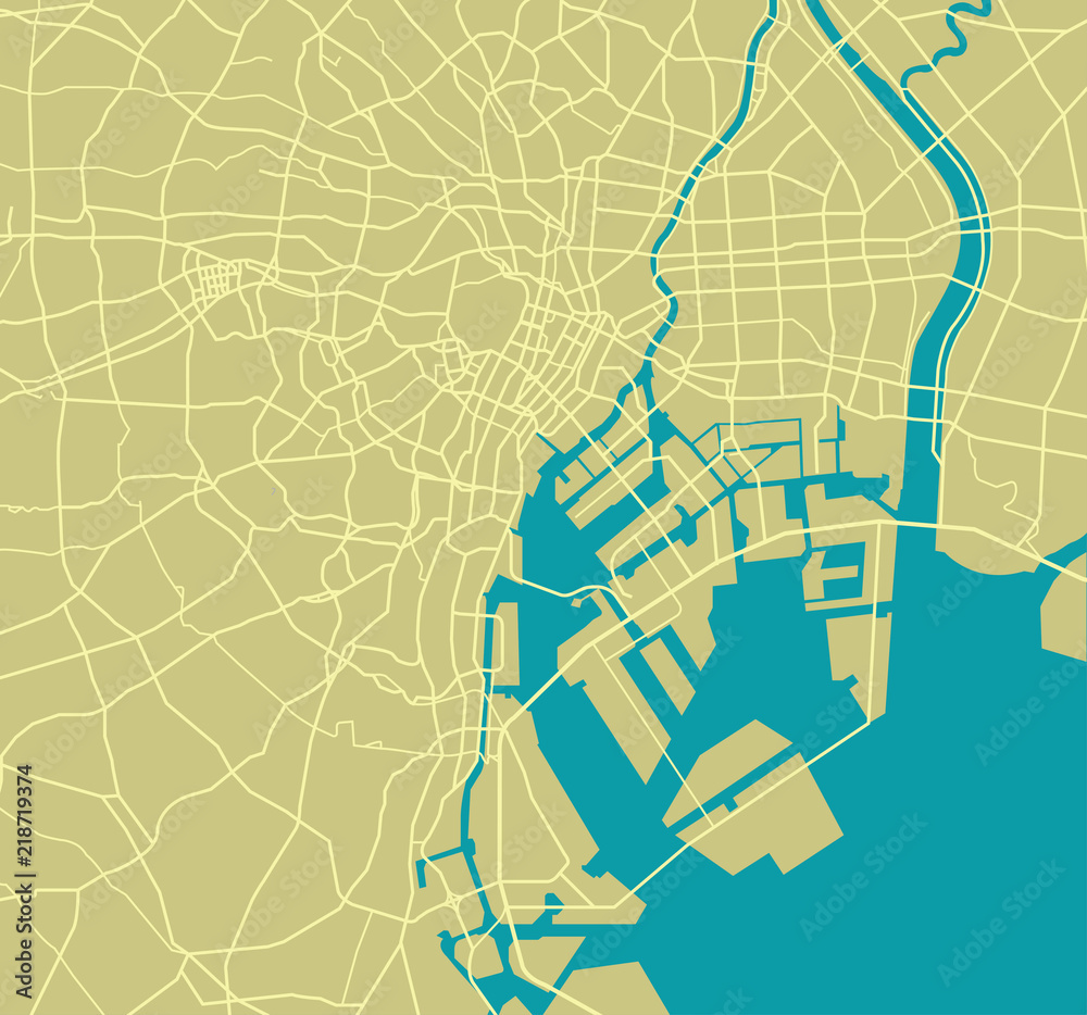 Fototapeta premium Mapa drogowa Zatoki Tokio