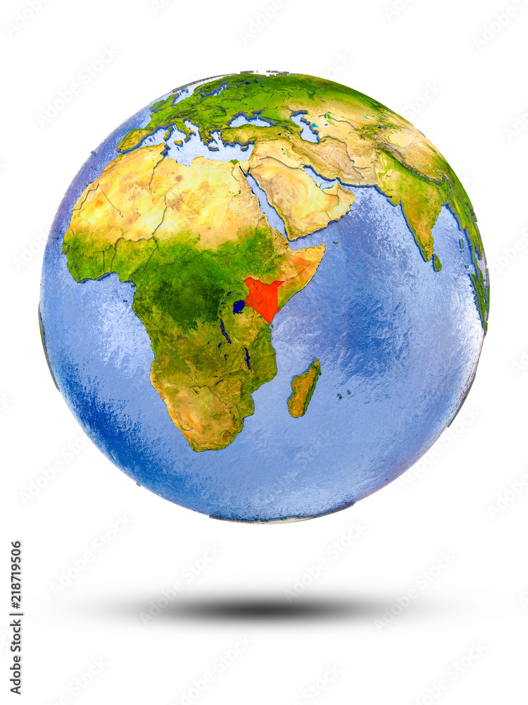 Kenya on globe Kenya on globe