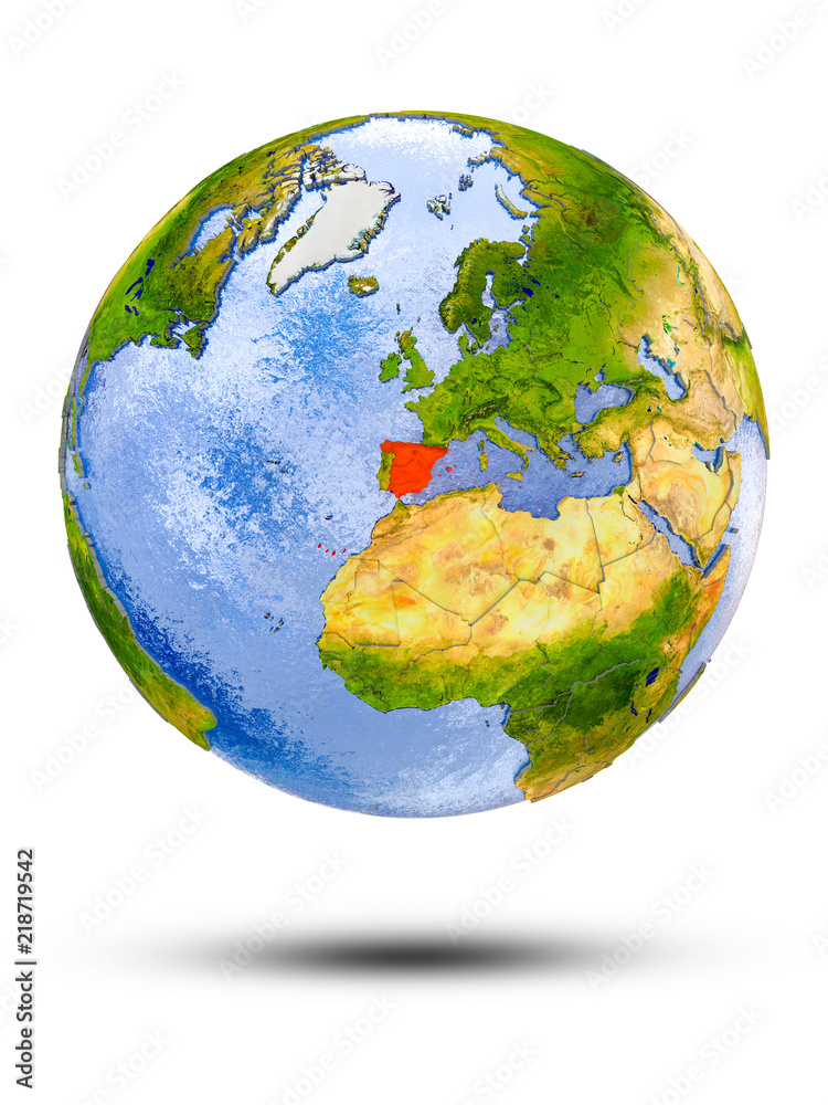 Spain on globe Spain on globe