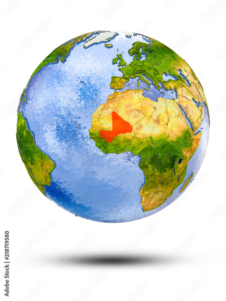 Mali on globe