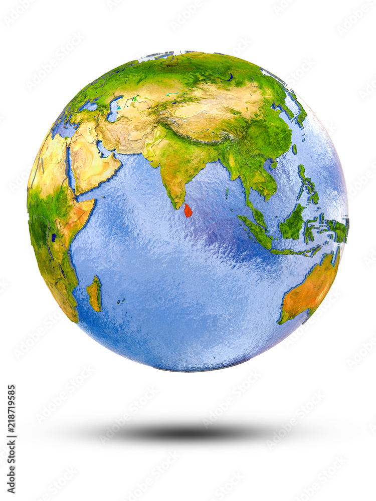 Fototapeta premium Sri Lanka on globe