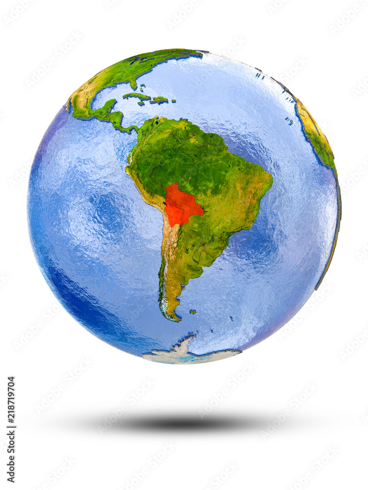 Fototapeta premium Bolivia on globe