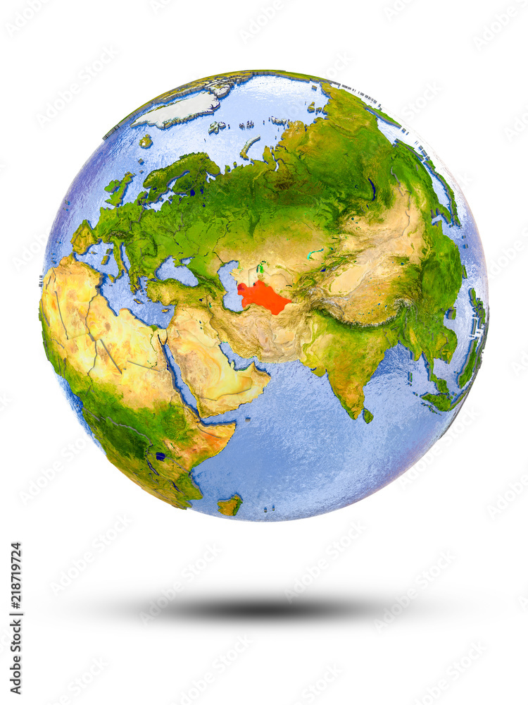 Fototapeta premium Turkmenistan on globe