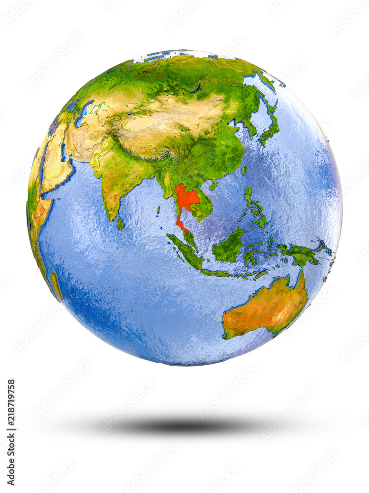 Thailand on globe