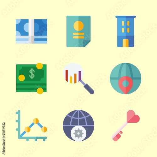 finance vector icons set. building, worldwide, money and search in this set