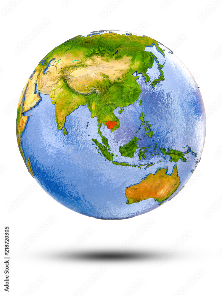 Cambodia on globe