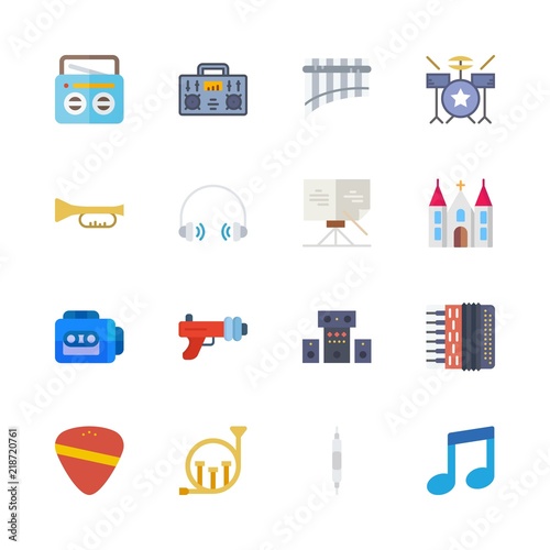 music icons set. pretty, song, wood and frequency graphic works