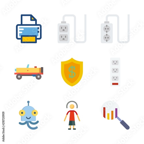 technology icons set. travel, office, find and part graphic works