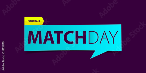 Football or Soccer matchday banner on purple background. Sport news Banner template design. Vector illustration.