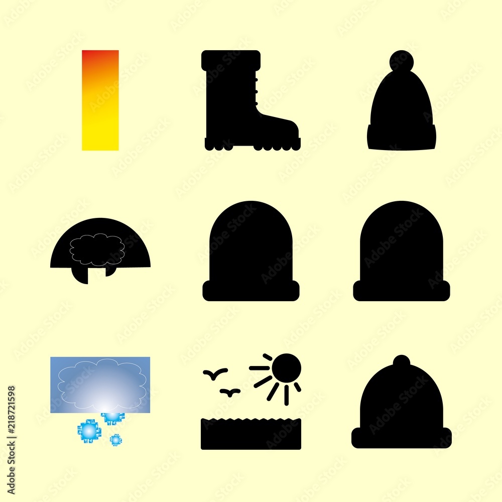 weather vector icons set. rainy weather, winter hat, snow and sun in this set weather vector icons set. rainy weather, winter hat, snow and sun in this set