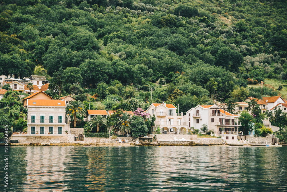 landscape view of montenegro bay. overcast weather