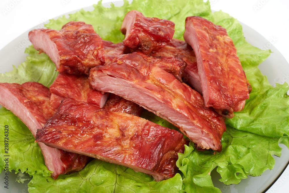 Grilled pork ribs isolated on white background Grilled pork ribs isolated on white background