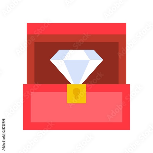 diamond in box, jewelry related icon, flat design