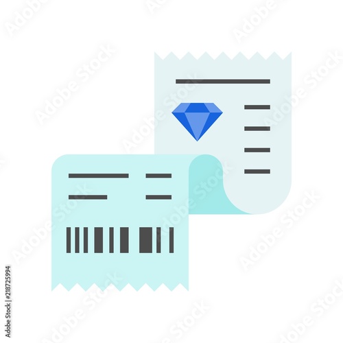 sales receipt paper of jewelry store, jewelry related icon, flat design