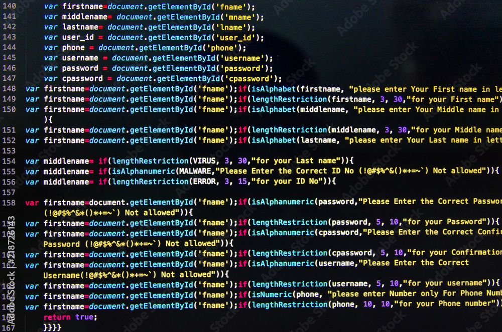 Desktop source code and Wallpaper by Computer language with coding and  programming. Stock Photo