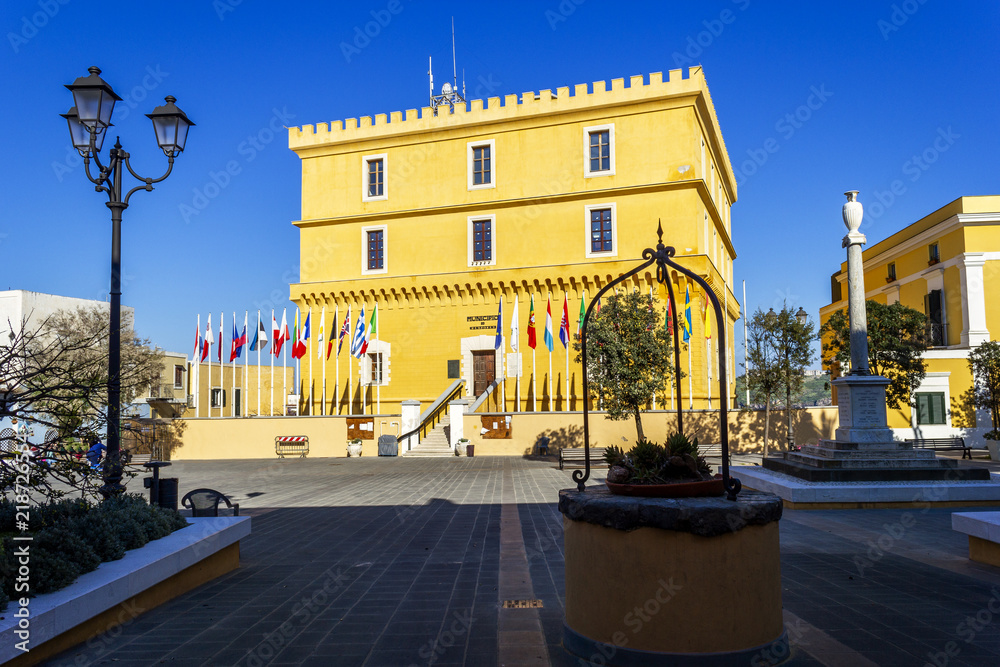 Fototapeta premium view of castle square in ventotene italy