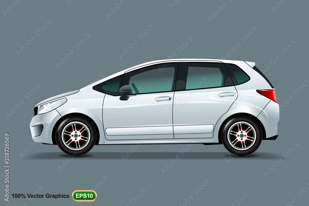 White car Mock Up, isolated on grey background.