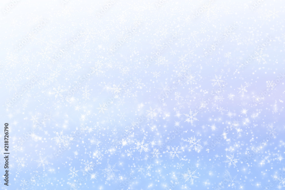 丸いボケと雪の結晶の背景

