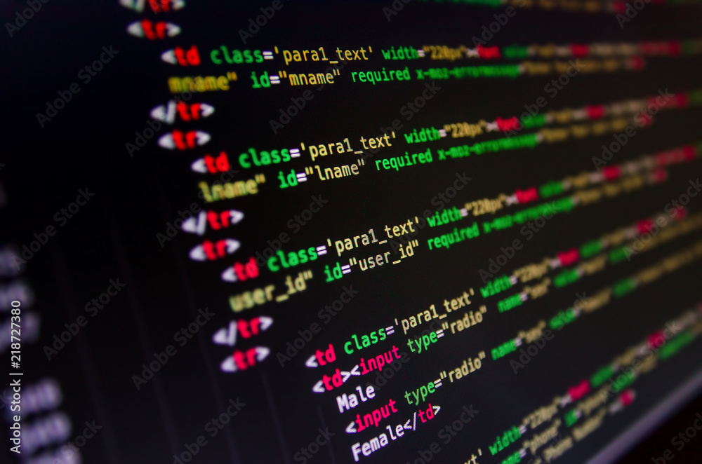 Desktop source code and Wallpaper by Computer language with coding and  programming. Stock Photo