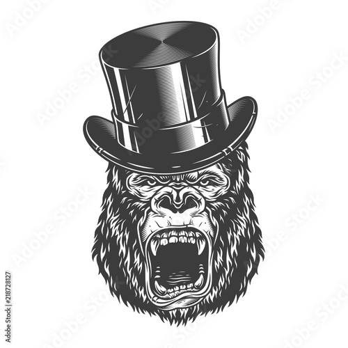 Angry gorilla in monochrome style