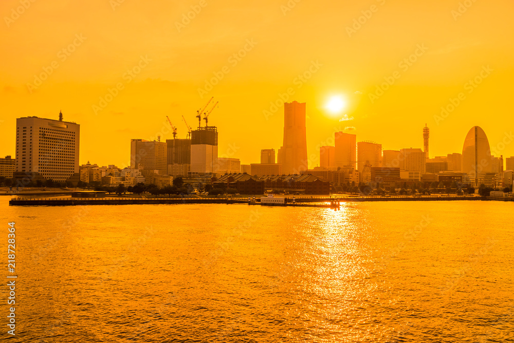 Beautiful building and architecture in Yokohama city skyline