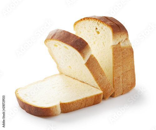 Slice of white bread isolated on white