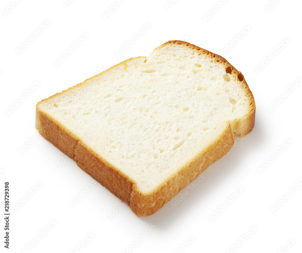 Slice of white bread isolated on white