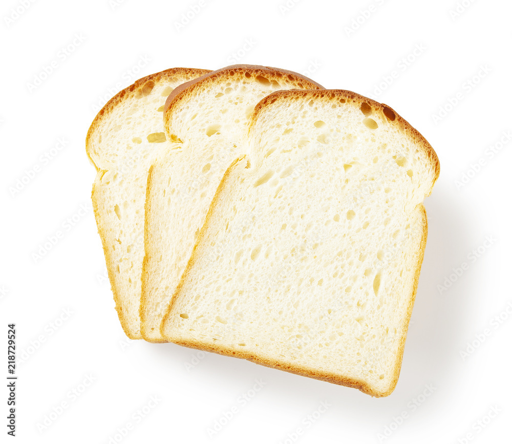 Slice of white bread isolated on white