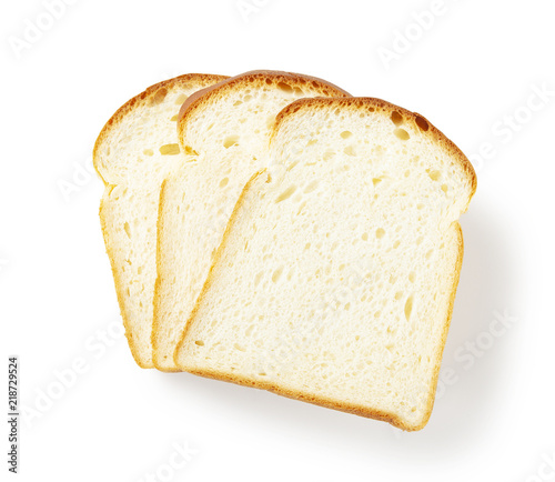 Slice of white bread isolated on white