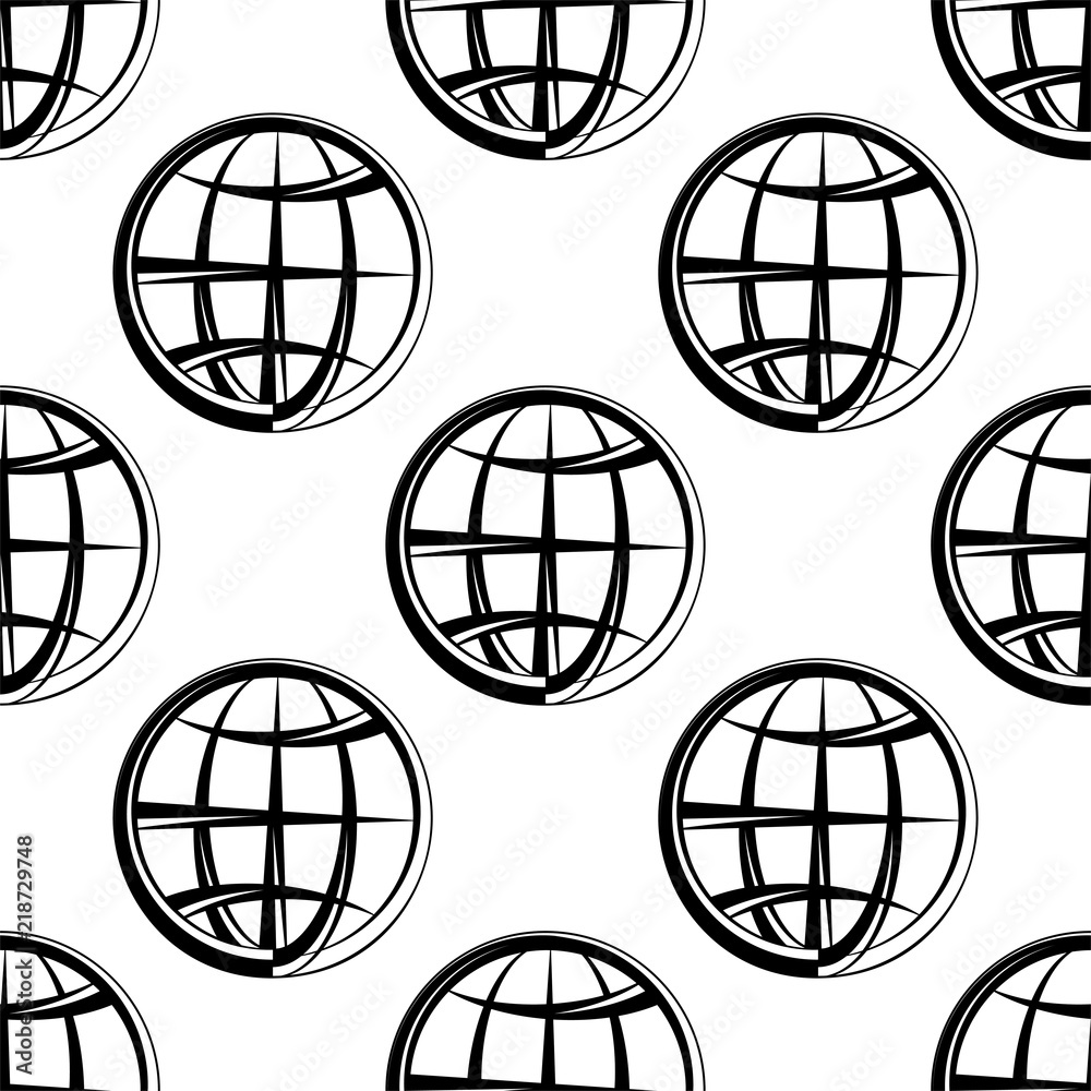 Obraz Globe Icon Seamless Pattern