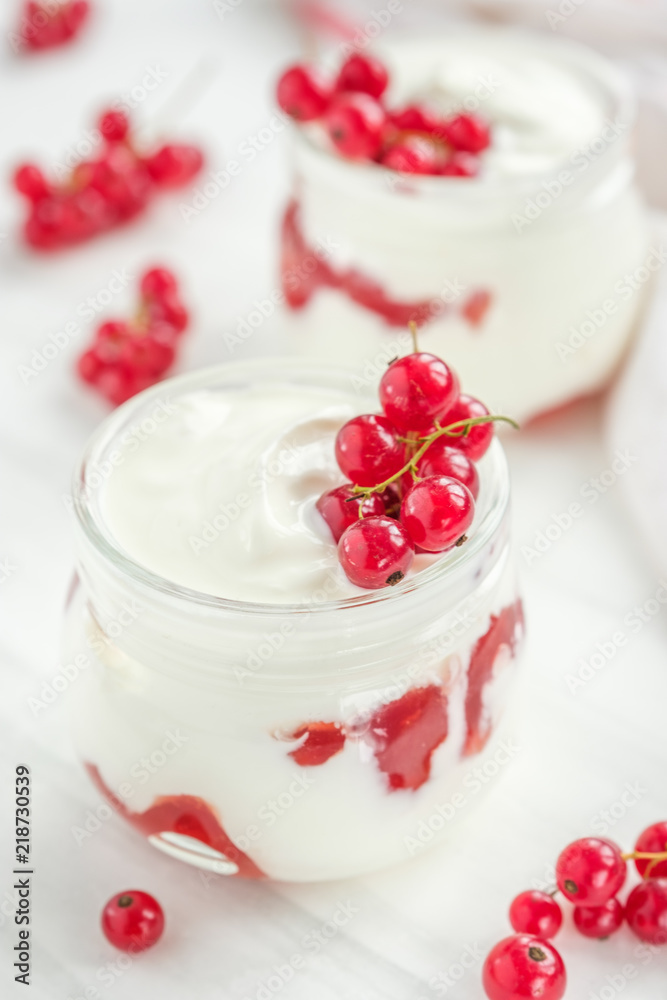 yoghurt with red current yoghurt with red current