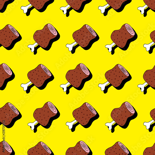 Bone-in meat background. Seamless pattern.Vector. 骨つき肉のパターン
