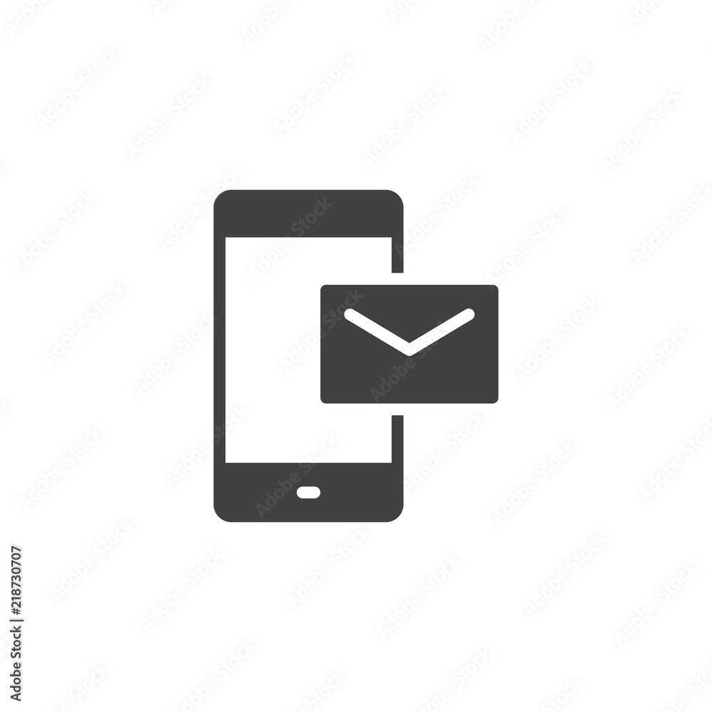 Mobile email vector icon. filled flat sign for mobile concept and web design. Phone with envelope simple solid icon. Sms message symbol, logo illustration. Pixel perfect vector graphics Mobile email vector icon. filled flat sign for mobile concept and web design. Phone with envelope simple solid icon. Sms message symbol, logo illustration. Pixel perfect vector graphics