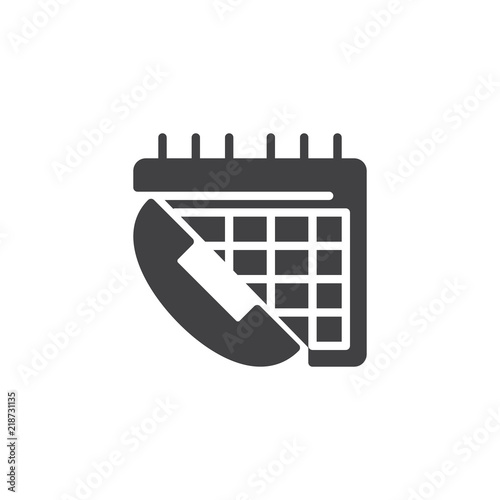 Phone Call Calendar Day vector icon. filled flat sign for mobile concept and web design. Telephone call schedule simple solid icon. Symbol, logo illustration. Pixel perfect vector graphics