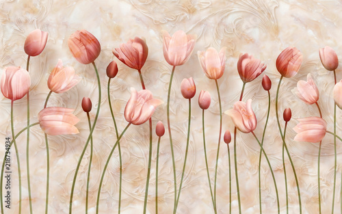 Fototapeta Delicate background with tulips
