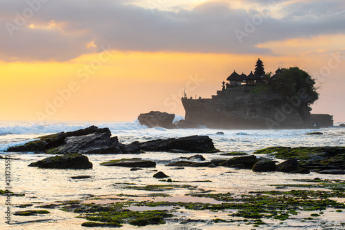 Pura tanah lot beautiful and famous travel location in Bali Indonesia